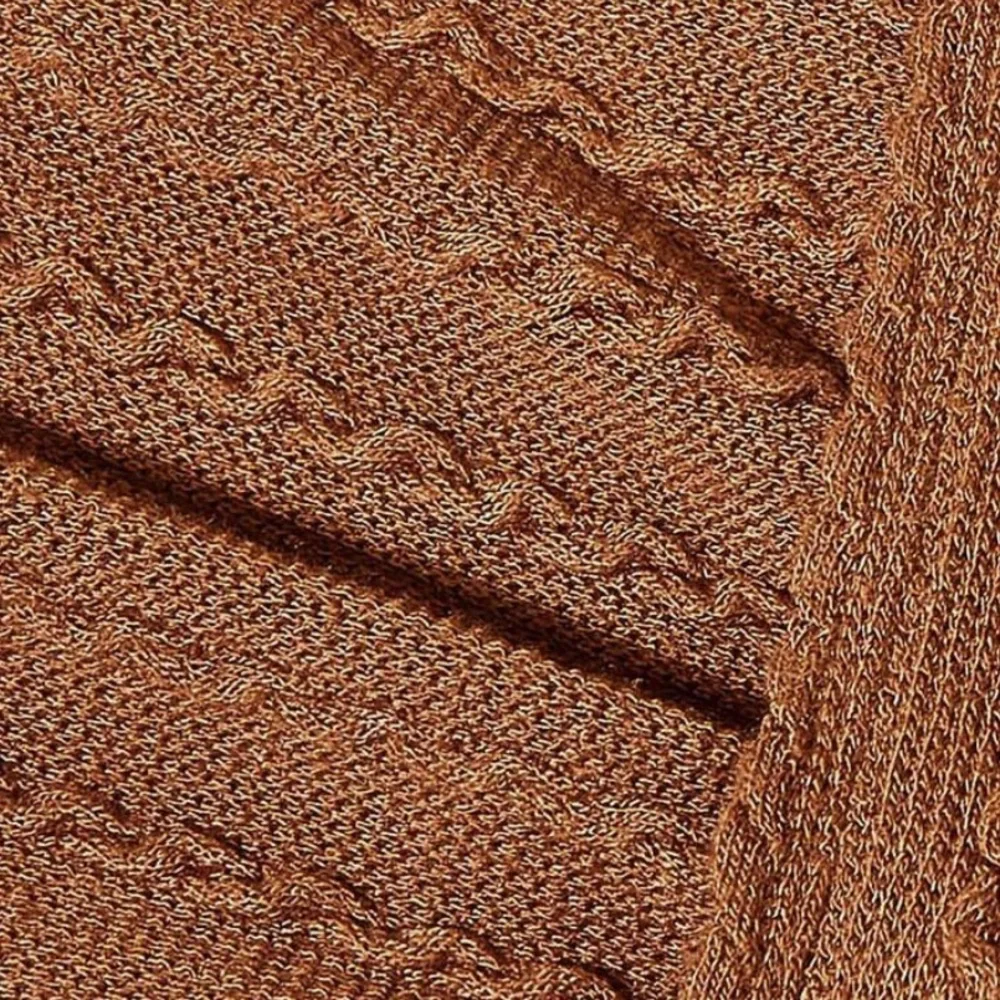 NEW| Women’s Long Sleeve Lightweight Brown Knit Crop Top - Picture 6 of 8